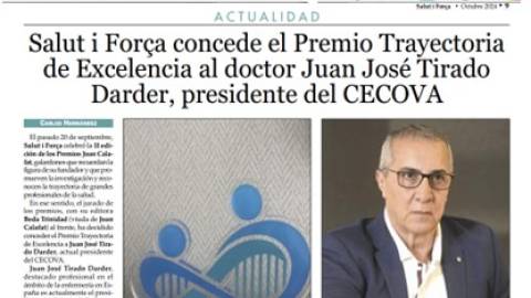 La revista Salut i Forca, premia al Dr, J. J. Tirado Darder. Académico Constituyente